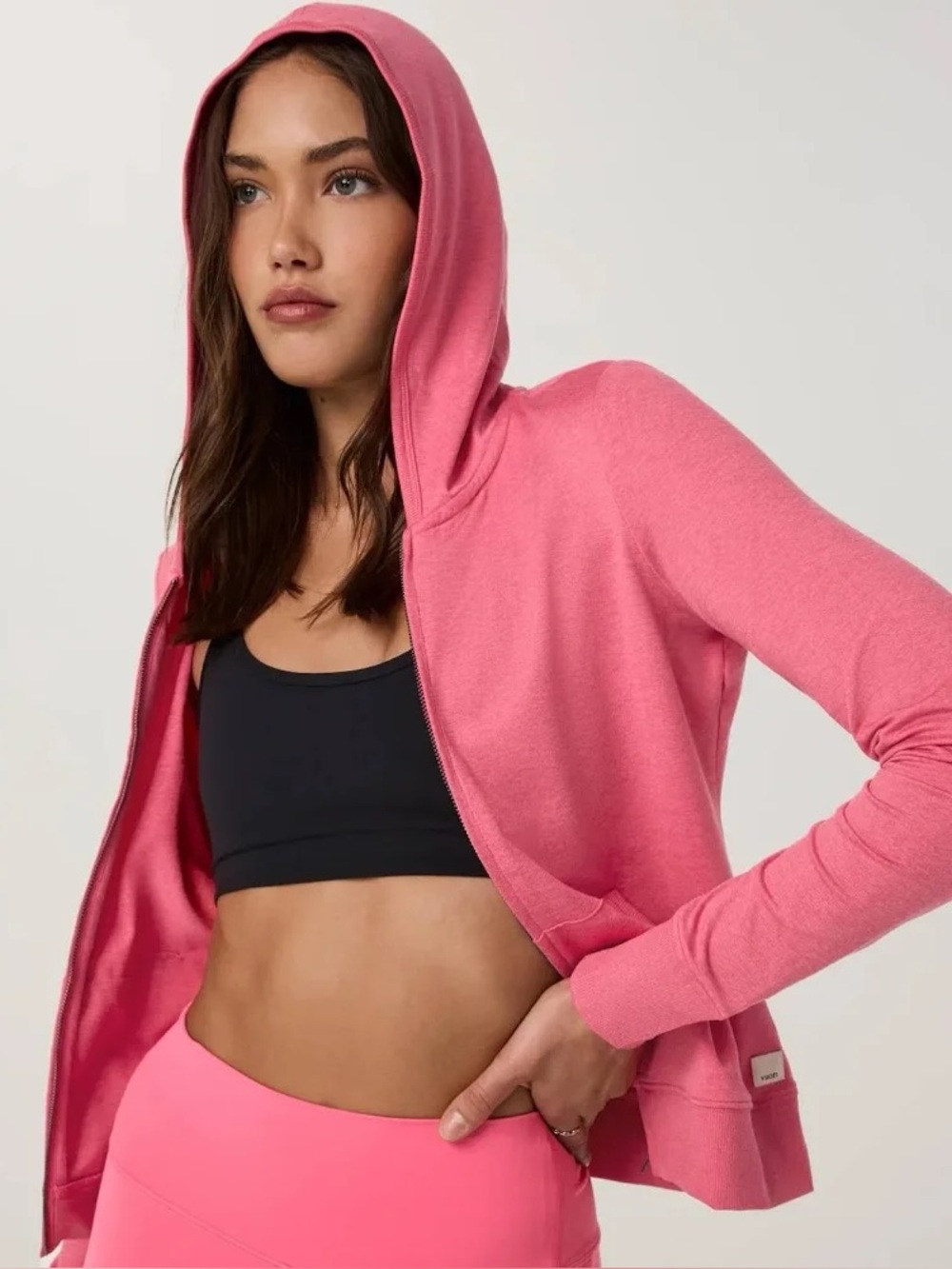 NWOT Vuori Halo Mini Full Zip Hoodie Sunset Pink Heather Size Small S - Picture 11 of 12